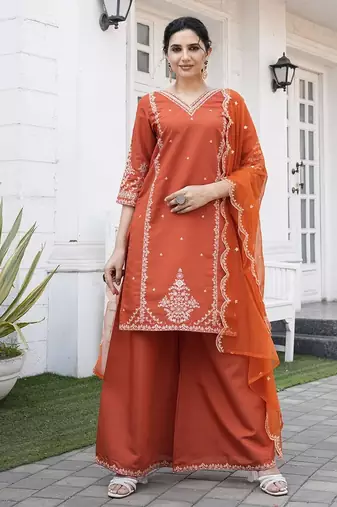Rajgranth women's roman silk kurti set with organza dupatta – elegant ethnic wear