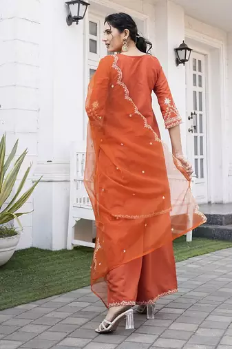 Rajgranth women's roman silk kurti set with organza dupatta     elegant ethnic wear