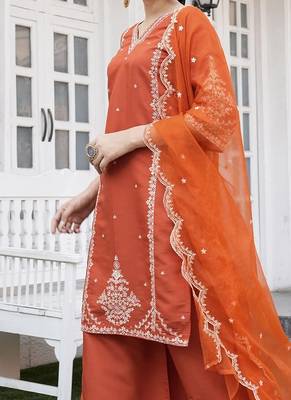 Rajgranth women's roman silk kurti set with organza dupatta     elegant ethnic wear 3