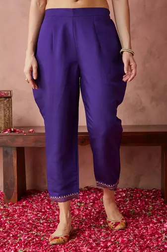 Rajgranth women's exclusive roman silk fabric hand work neckline solid print anarkali kurtaset with dupatta.