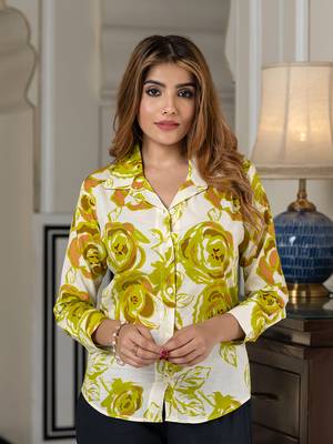 women green and white pure cotton shirt 1