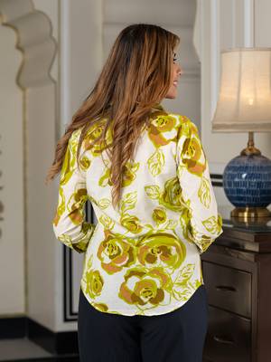 women green and white pure cotton shirt 3