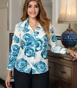 women blue and white pure cotton shirt