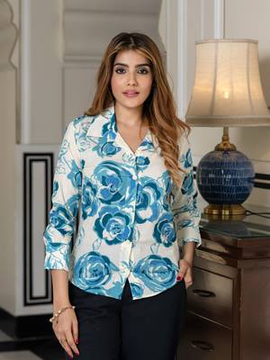 women blue and white pure cotton shirt 5