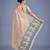 Imaginative beige & blue woven butti pattern cotton silk saree