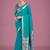 Charming turquoise color silk golden zari woven ceremony saree