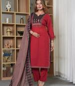 Cotton cambric  straight  printed kurti-pant-dupatta  set