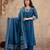 Cotton cambric semi-anarkali printed kurti-pant-dupatta  set