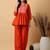 Orange Cotton embroidered kurta with palazzo set
