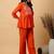 Orange Cotton embroidered kurta with palazzo set