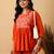 Orange Cotton embroidered kurta with palazzo set