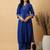Royal Blue cotton embroidered kurta with palazzo set