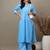 Sky Blue cotton embroidered kurta with palazzo set