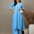 Sky Blue cotton embroidered kurta with palazzo set