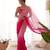 pink pedding color embroidery work faux georgette saree with blouse piece