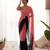 peach pedding color embroidery work faux georgette saree with blouse piece