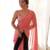peach pedding color embroidery work faux georgette saree with blouse piece