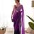 purple pedding color embroidery work faux georgette saree with blouse piece