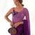 purple pedding color embroidery work faux georgette saree with blouse piece
