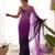 purple pedding color embroidery work faux georgette saree with blouse piece