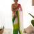 green pedding color embroidery work faux georgette saree with blouse piece