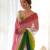 green pedding color embroidery work faux georgette saree with blouse piece