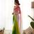 green pedding color embroidery work faux georgette saree with blouse piece