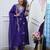 Purple pv chanderi embroidered gown set with bottom & dupatta