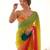 pink pedding color embroidery work faux georgette saree with blouse piece