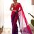 red pedding color embroidery work faux georgette saree with blouse piece