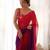 red pedding color embroidery work faux georgette saree with blouse piece