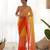 orange pedding color embroidery work faux georgette saree with blouse piece