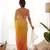 orange pedding color embroidery work faux georgette saree with blouse piece