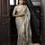 grey heavy thread embroidery cut work art silk saree with blouse piece