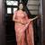 rust heavy thread embroidery cut work art silk saree with blouse piece