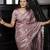 purple heavy thread embroidery cut work art silk saree with blouse piece