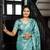 cyan heavy thread embroidery cut work art silk saree with blouse piece