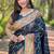 blue woven Zari Banarasi art silk saree with blouse piece