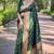 green woven Zari Banarasi art silk saree with blouse piece