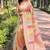 light peach woven multicolor designer organza saree with blouse piece