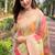 light peach woven multicolor designer organza saree with blouse piece