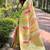 pista woven multicolor designer organza saree with blouse piece