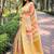 yellow woven multicolor designer organza saree with blouse piece