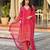 Pink soft chinnon silk kurta pant with dupatta set