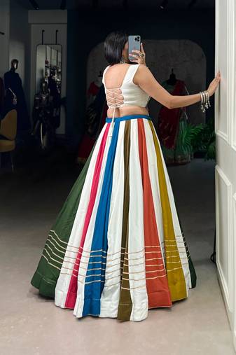 Cotton with Heavy Gamthi Work Lehenga Choli