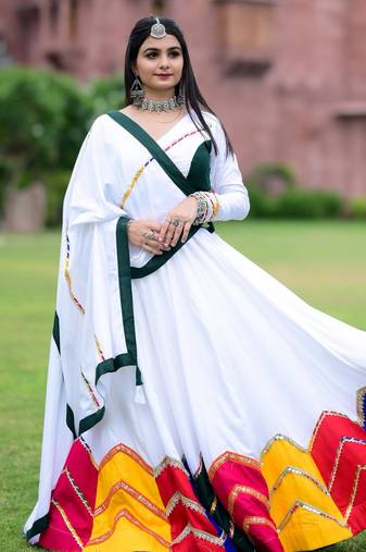 Rayon Multicolor Applique Work Lehenga Choli