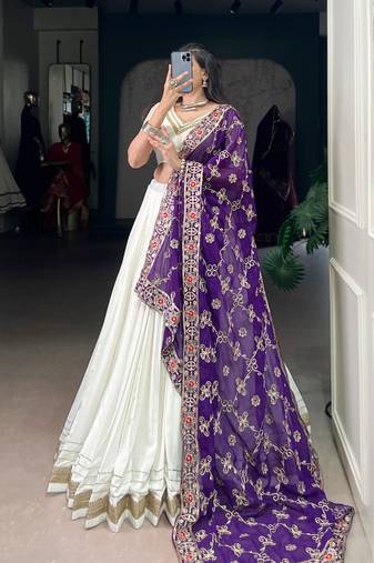 Rayon Multicolor Applique Work Lehenga Choli