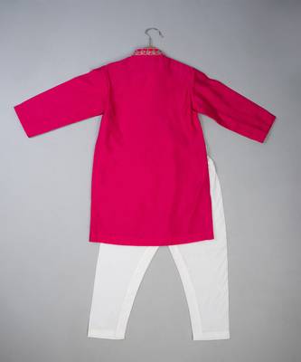 Pink embroidered silk kurta pyjama 2