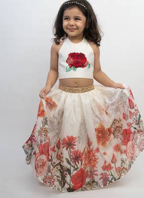 White printed organza co ord set 1