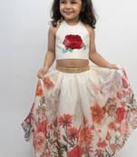 White printed organza co ord set